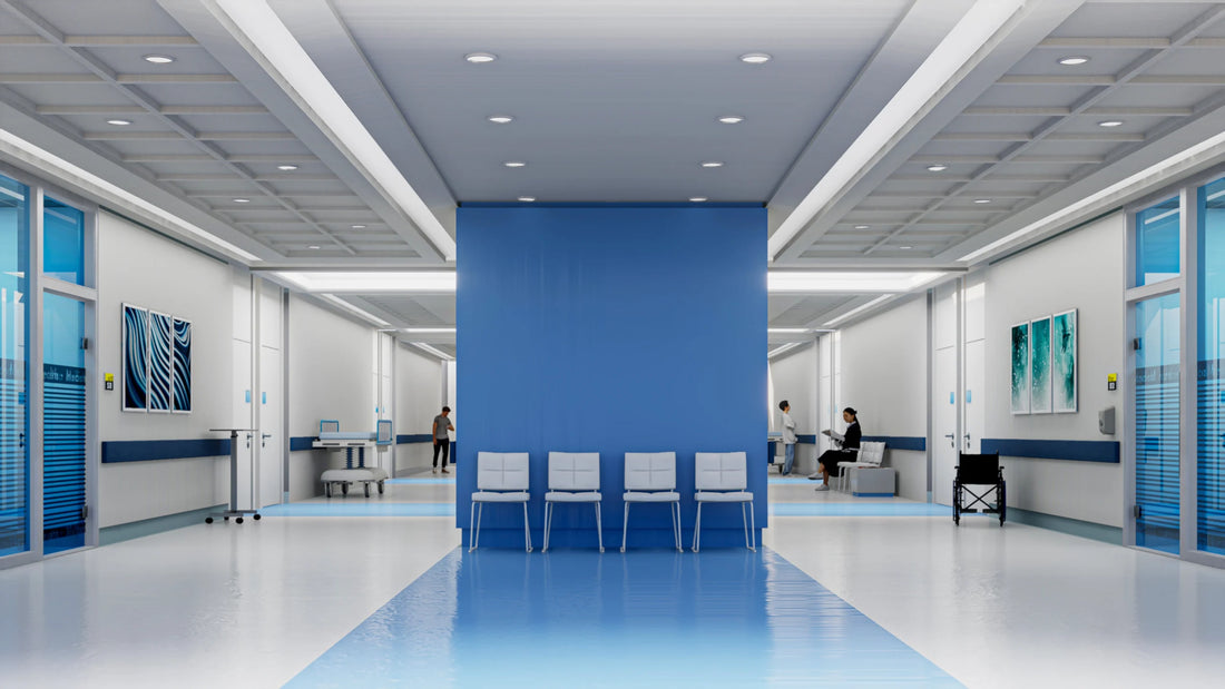 Hospital split in two with blue line