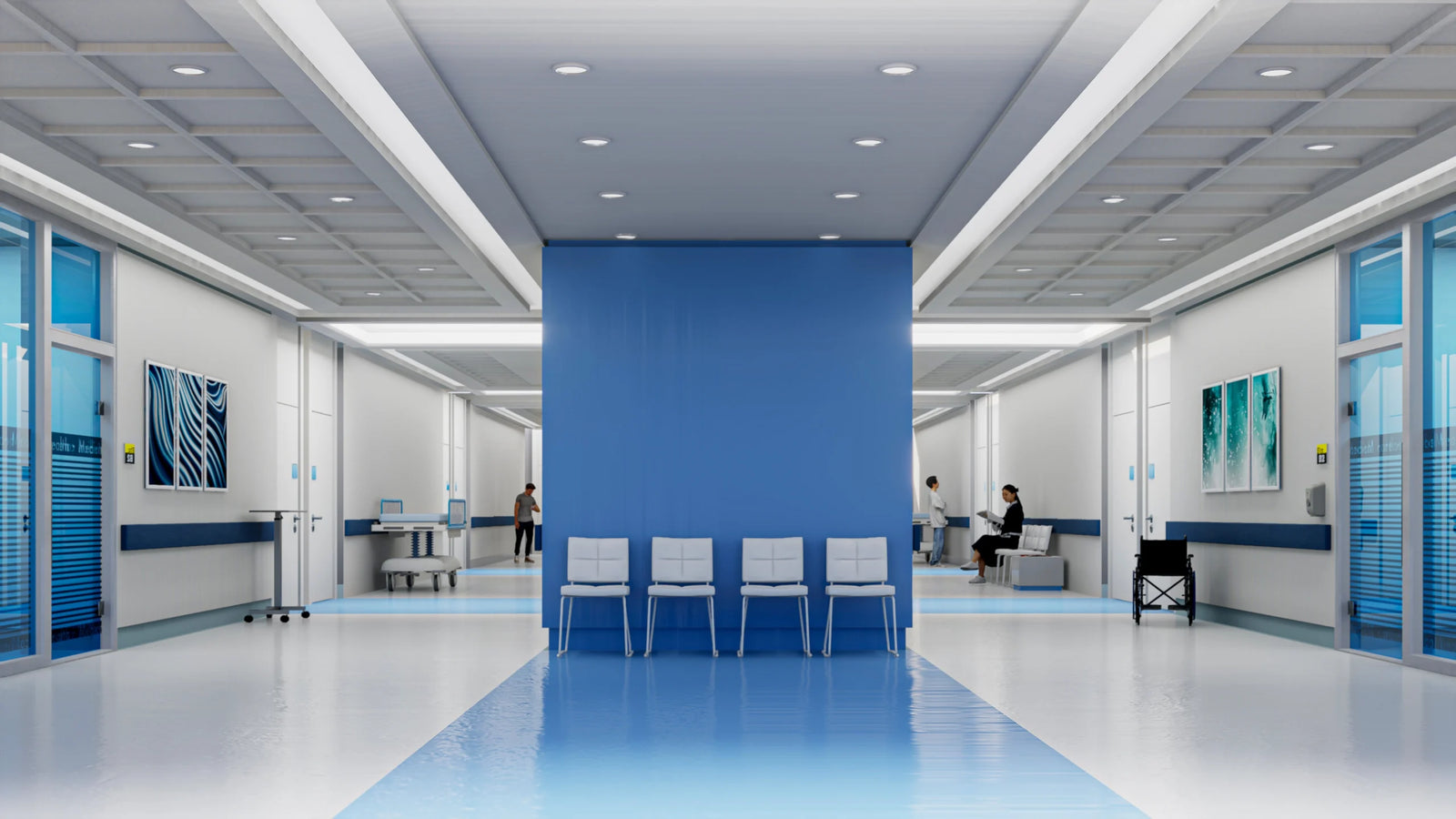 Hospital split in two with blue line
