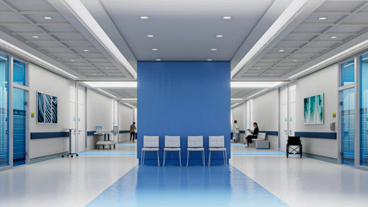Hospital split in two with blue line