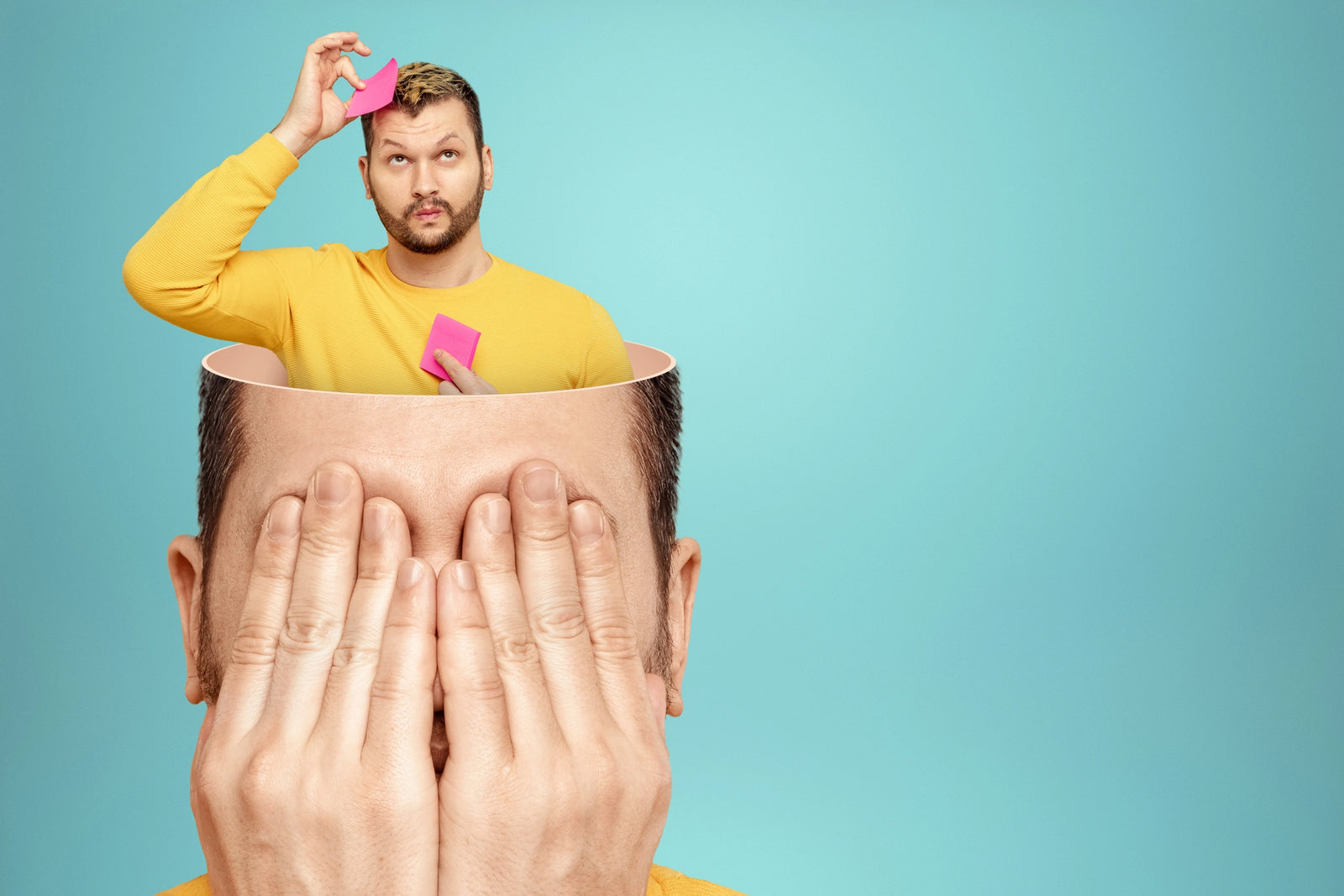 Man helping his own brain out with memorization through nursing mnemonics