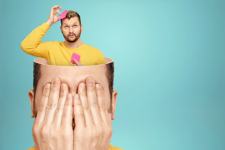 Man helping his own brain out with memorization through nursing mnemonics