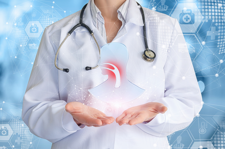 A woman female nurse in a lab coat and a stethoscope respiratory nclex questions