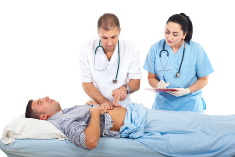 Doctor examine patient in hospital bed