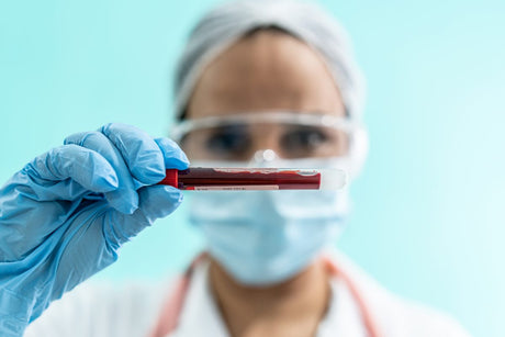 Nurse holding a vial of Coronavirus, Blood, Hospital, Tube, Examination